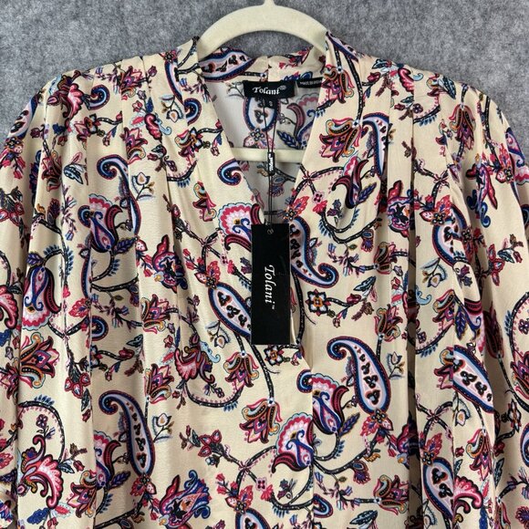NWT Tolani Batwing Blouse Size S Cupro Paisley Floral Boho Chic Oversized - Picture 2 of 11